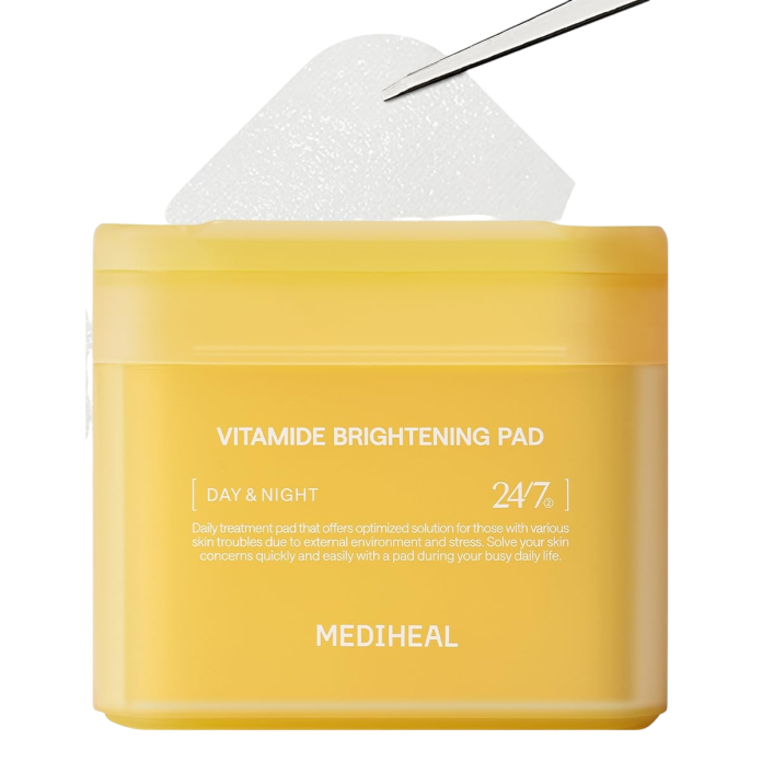 MEDIHEAL Vitamide Brightening Toner Pads for Skin Toning yuz uchun yorituvchi toner-pedlar - 100 dona