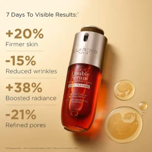 Clarins DOUBLE SERUM® Anti-Aging + Anti-Wrinkle Serum - 50 ml ikki fazali qarishga qarshi sarum