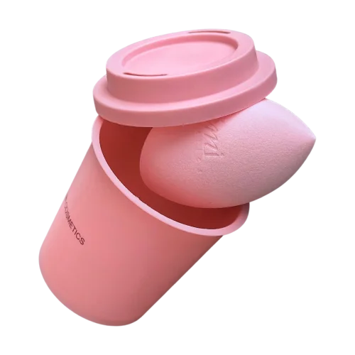 Спонж для макияжа FEMI Baby Pink со стаканчиком