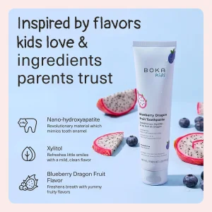 Детская зубная паста с нано-гидроксиапатитом Boka Nano Hydroxyapatite Toothpaste - Blueberry Dragon Fruit, 113g